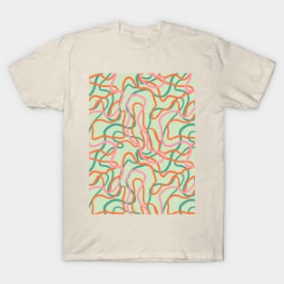 Abstract curvy lines pattern in mint green T-Shirt